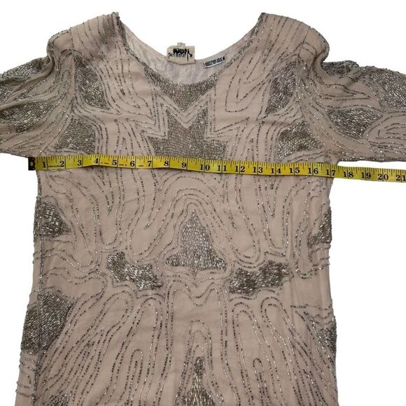 Vintage 100% Silk Swee Lo Hand Beaded Art Deco Midi Dress Size Small - Picture 12 of 13